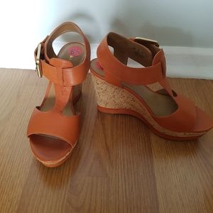 Franco Sarto Wedge Leather Sandal Size 6.5